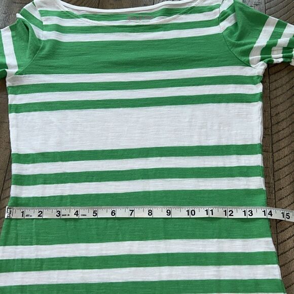 Lilly Pulitzer Green&Shell🐚WhiteStripe Cabana 🏖️Dress👗💯Cotton Boat🛥️Neck - Picture 6 of 17